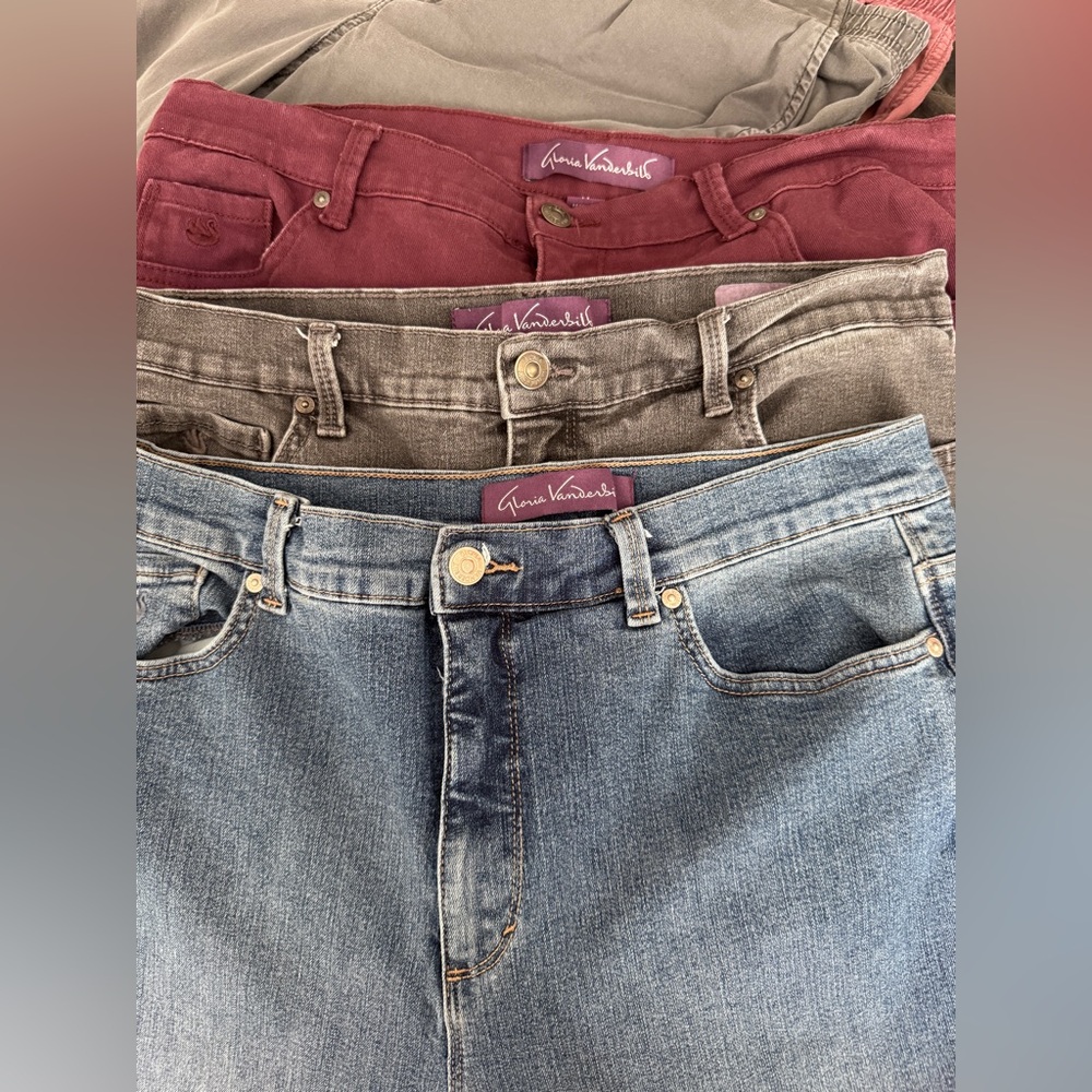3 Gloria Vanderbilt Straight Leg Jeans in Deep Plum, Stone Washed Black & Denim